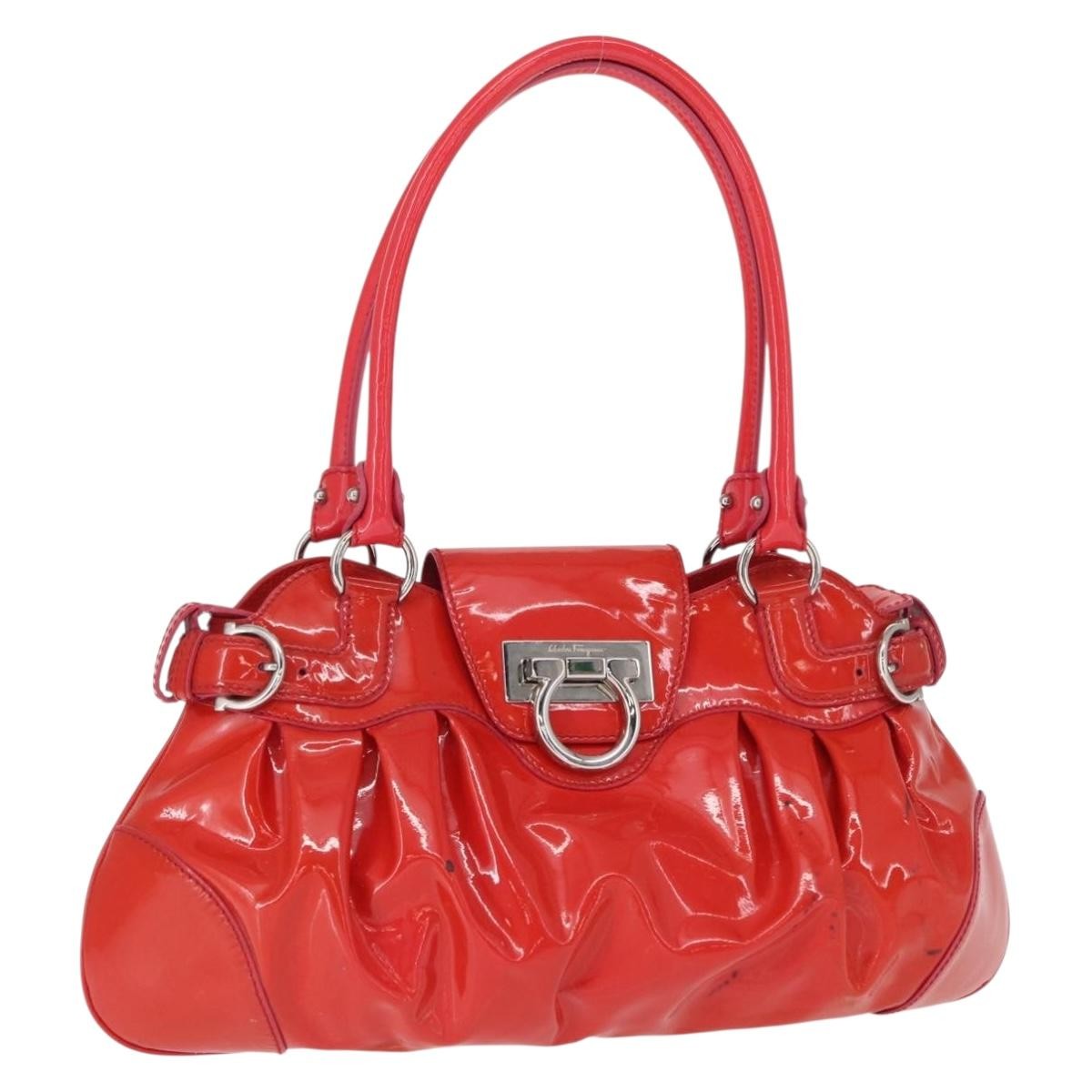 Salvatore Ferragamo Gancini handbag Patent leather, RED, PATENT_LEATHER, Handbag