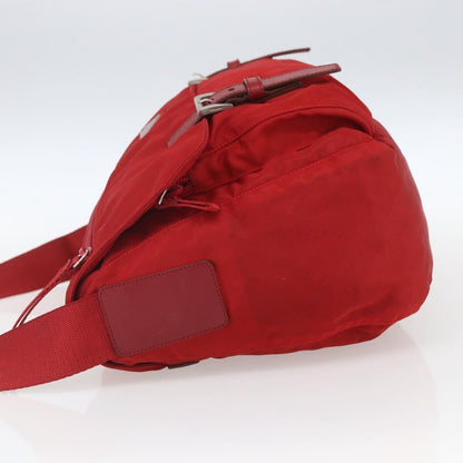 Prada Zip Buckle Messenger Bag Tessuto, Red, Nylon, Shoulder Bag