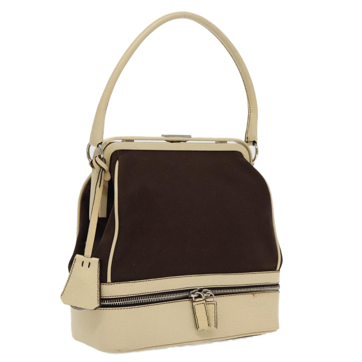 Prada Vintage Handbag Canvas, BROWN, CANVAS, Handbag