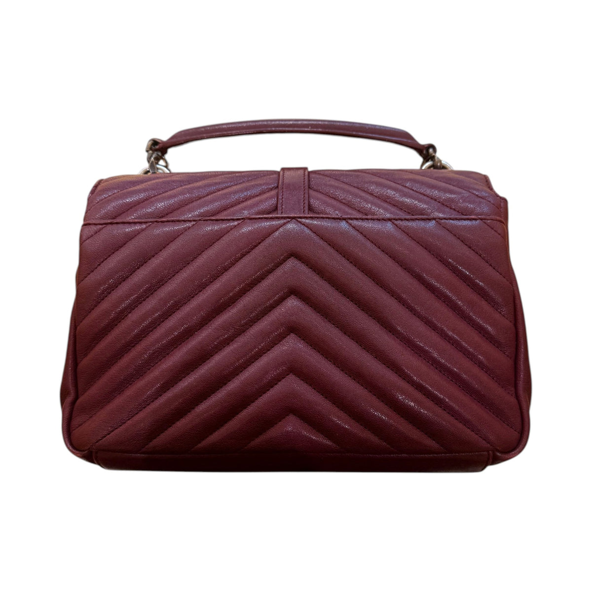 Saint Laurent Classic Monogram College Matelasse Chevron Leather, Burgundy, Leather, Handbag