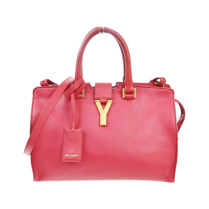 Saint Laurent Classic Y Cabas Leather, Red, Leather, Tote Bag