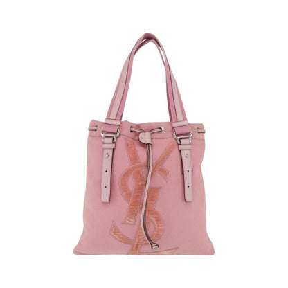 Saint Laurent Kahala Drawstring Canvas, Pink, Canvas, Tote Bag