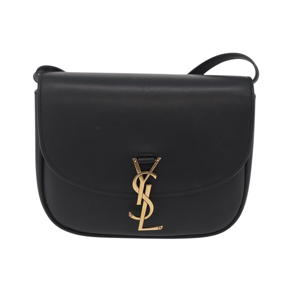 Saint Laurent Kaia Leather with Brogue Detail, Black, Leather, Shoulder Bag