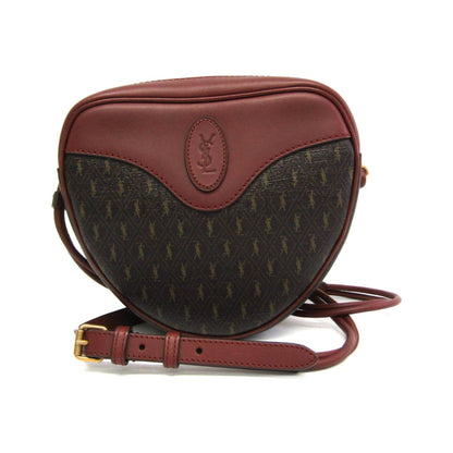 Saint Laurent Le Monogramme Coeur Monogram All Over Coated Canvas and Leather, Brown, Leather, Clutch