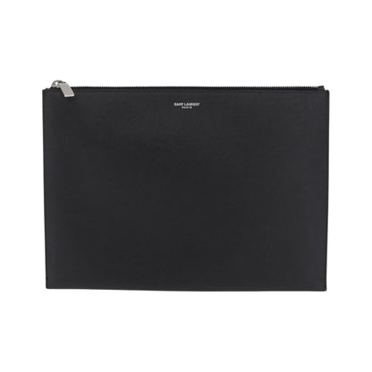 Saint Laurent Letters Zip Clutch Leather, Black, Leather, Clutch