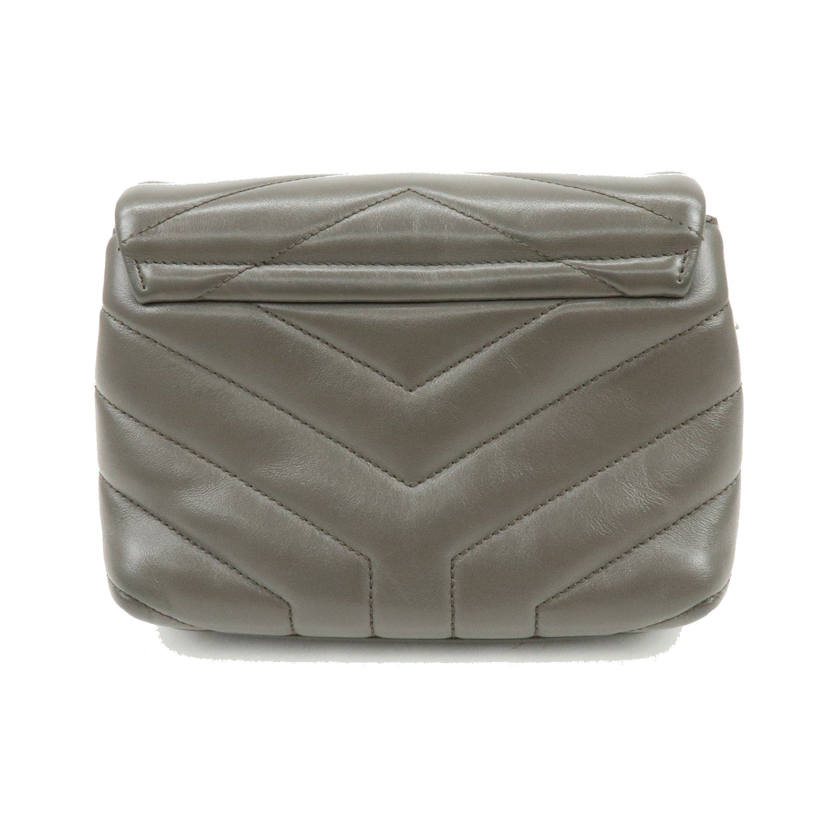 Saint Laurent Loulou Matelasse Chevron Leather, Gray, Leather, Shoulder Bag