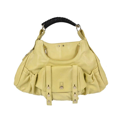 Saint Laurent Mombasa Hobo Leather, Yellow, Leather, Shoulder Bag