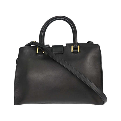 Saint Laurent Monogram Cabas Leather, Black, Calfskin, Tote Bag