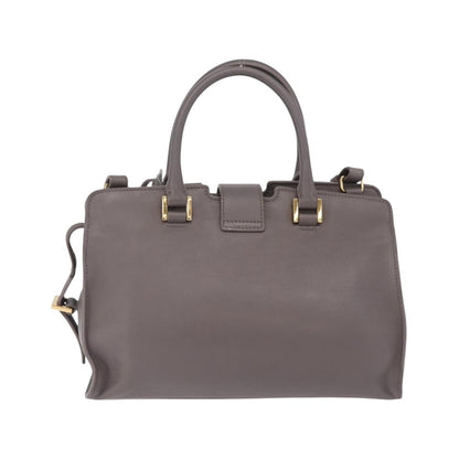 Saint Laurent Monogram Cabas Leather, Gray, Leather, Tote Bag
