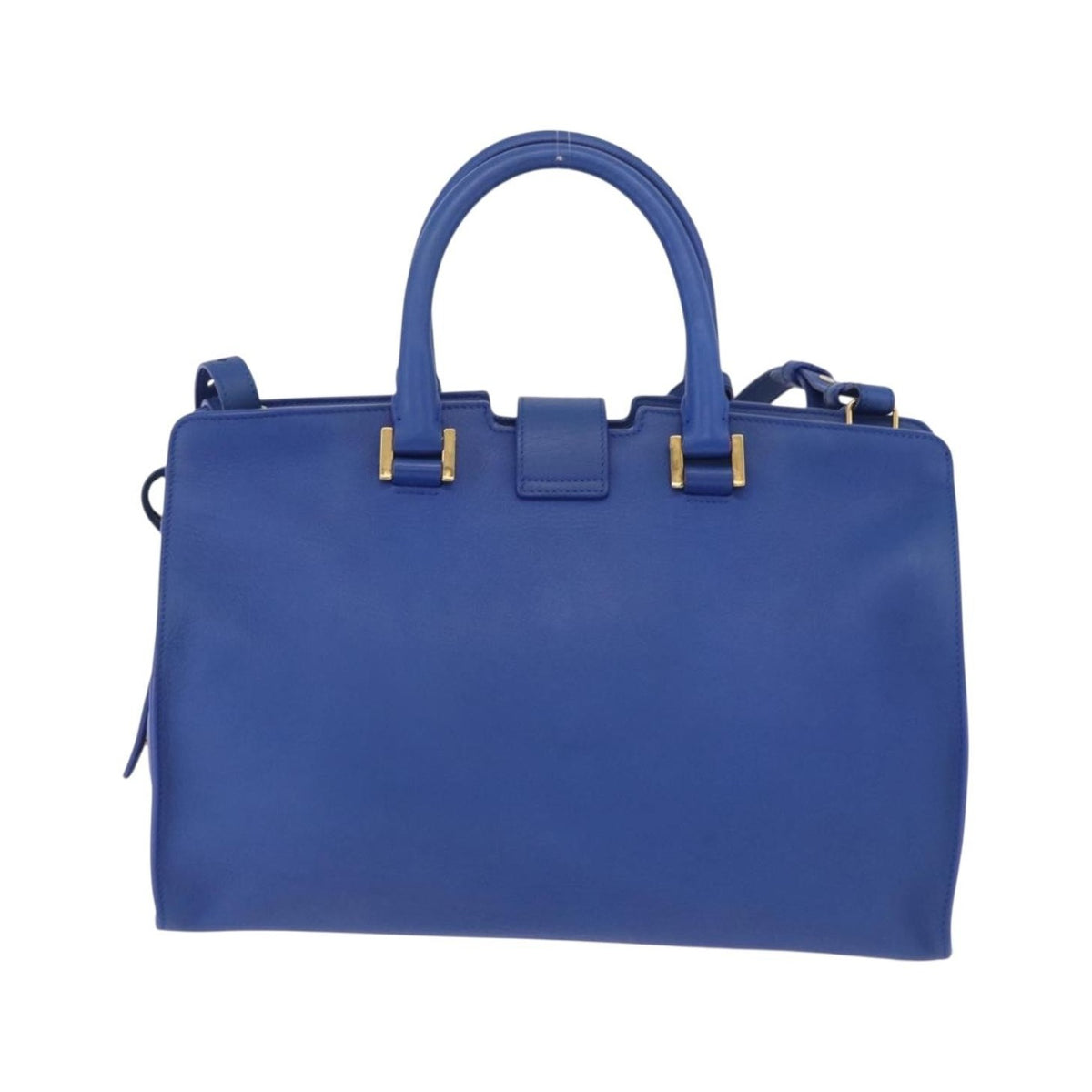 Saint Laurent Monogram Cabas Leather, Blue, Leather, Tote Bag