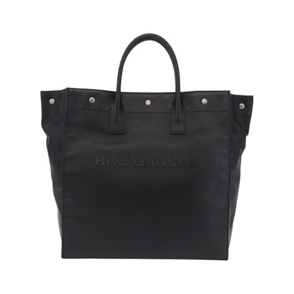 Saint Laurent Rive Gauche Shopper Embossed Leather, Black, Leather, Tote Bag