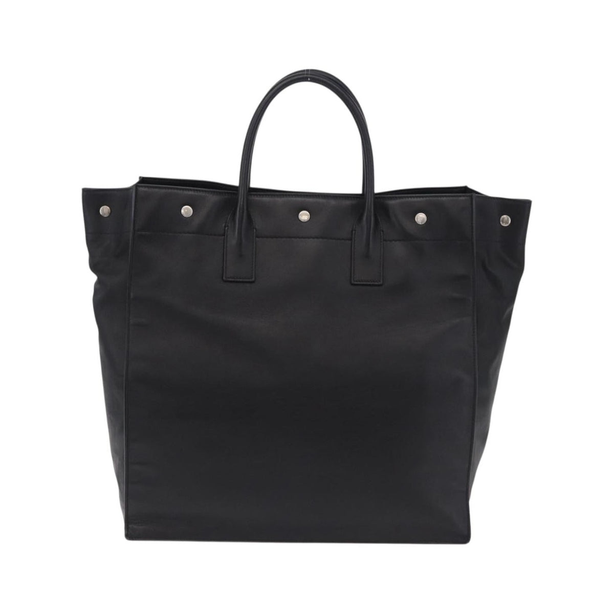 Saint Laurent Rive Gauche Shopper Embossed Leather, Black, Leather, Tote Bag