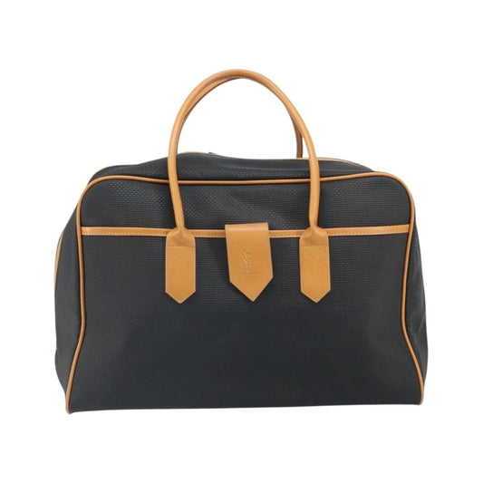 Saint Laurent Vintage Boston PVC Leather, Black, Canvas, Travel Bag