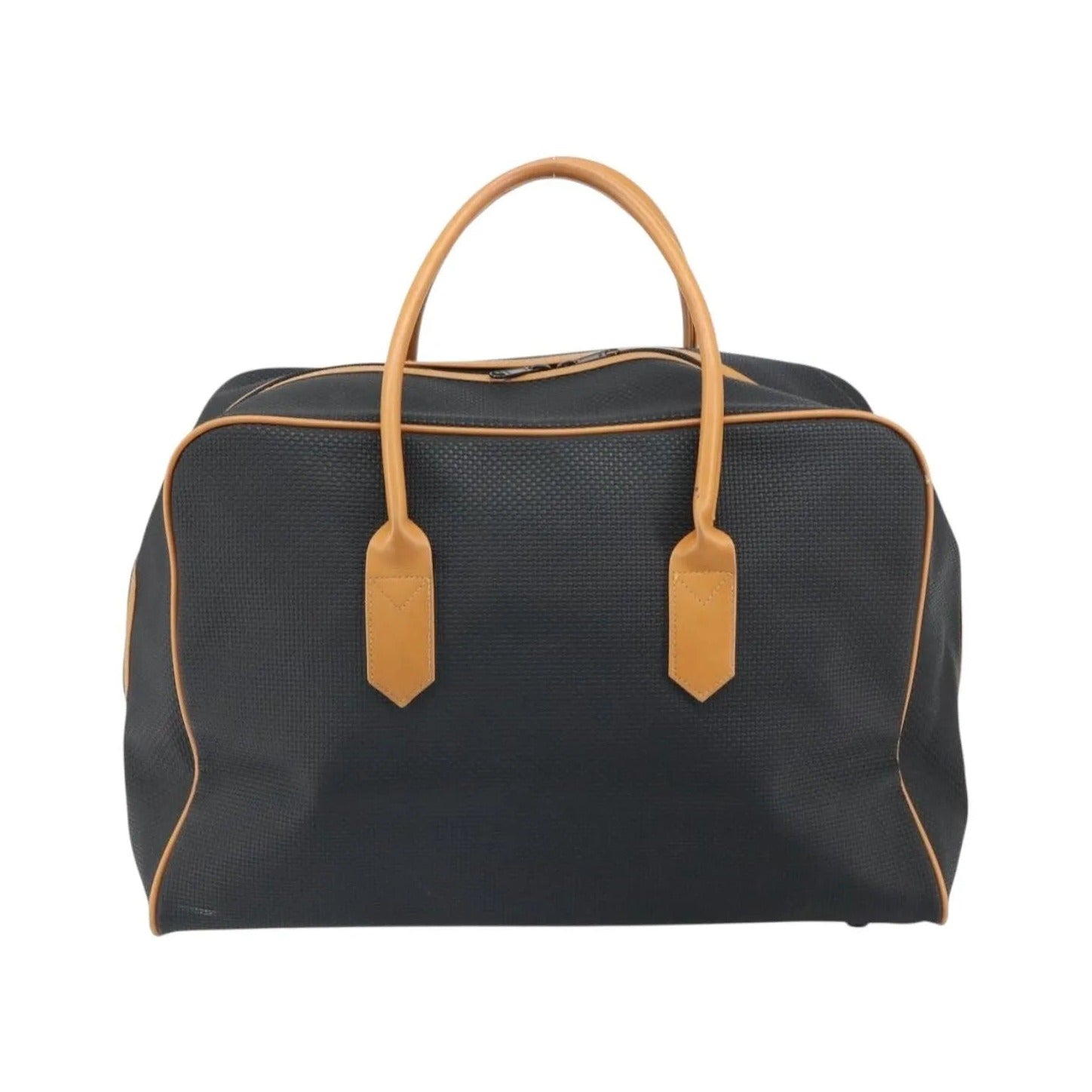 Saint Laurent Vintage Boston PVC Leather, Black, Canvas, Travel Bag