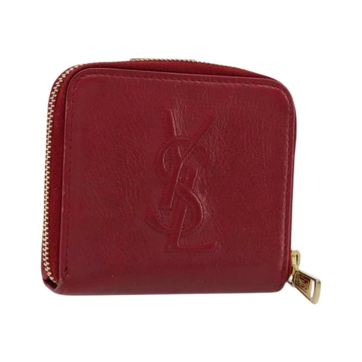 Saint Laurent Zipped Bifold Leather, Red, Leather, Wallet