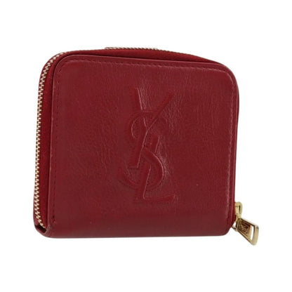 Saint Laurent Zipped Bifold Leather, Red, Leather, Wallet