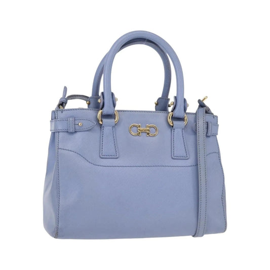 Salvatore Ferragamo Beky Tote Saffiano Leather, Blue, Leather, Handbag