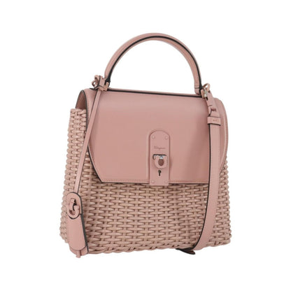 Salvatore Ferragamo Boxyz Top Handle Woven Leather, Pink, Leather, Handbag