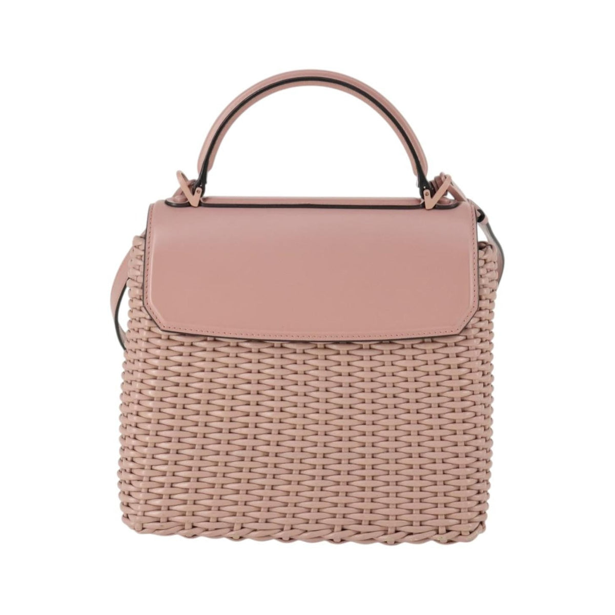 Salvatore Ferragamo Boxyz Top Handle Woven Leather, Pink, Leather, Handbag