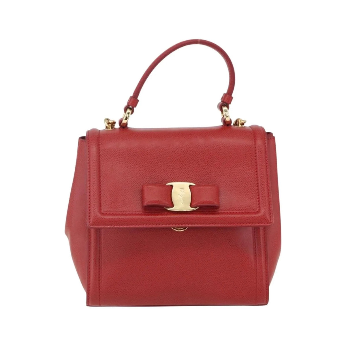 Salvatore Ferragamo Carrie Vara Saffiano Leather, Red, Leather, Shoulder Bag