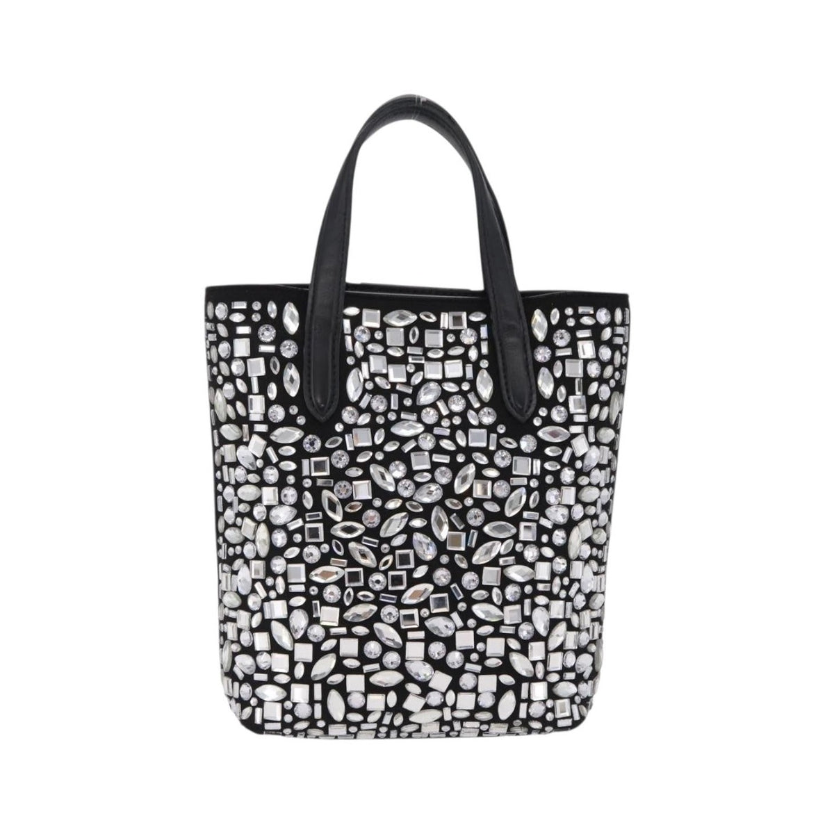 Salvatore Ferragamo Convertible Crystal Embellished Leather, Black, Leather, Tote Bag