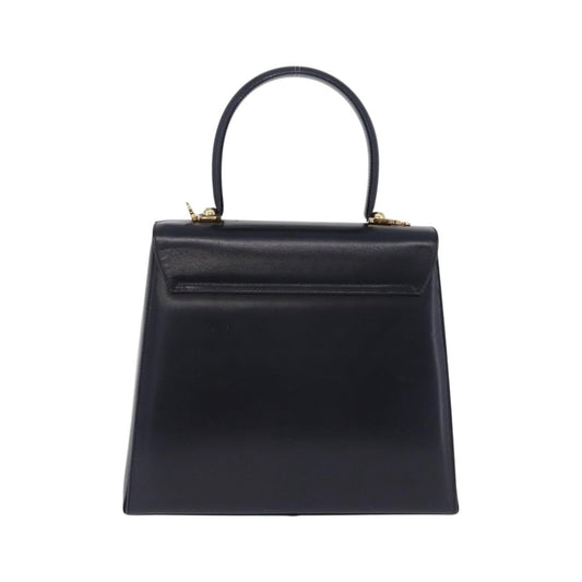 Salvatore Ferragamo Convertible Top Handle Leather, Navy, Leather, Handbag
