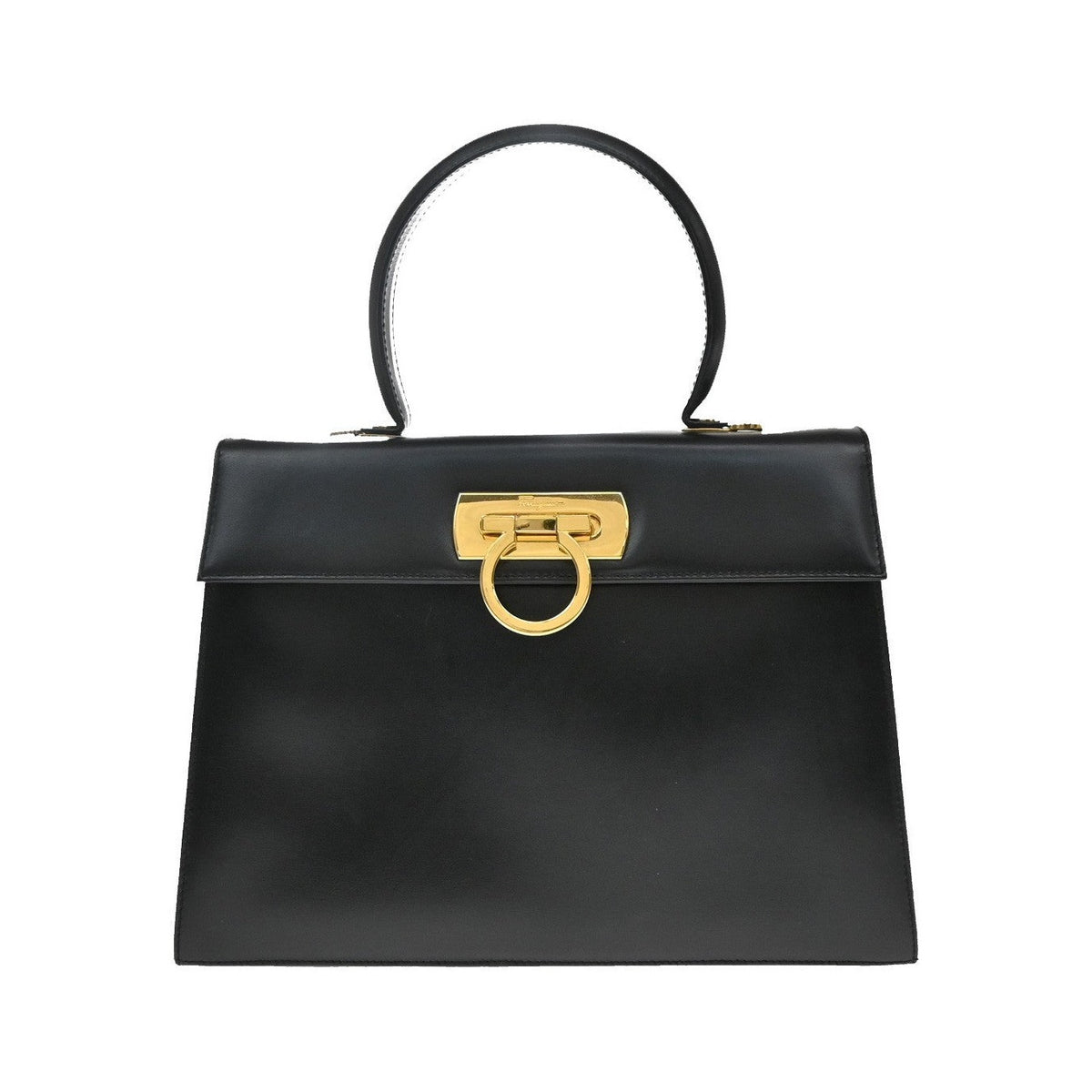 Salvatore Ferragamo Convertible Top Handle Leather, Black, Leather, Handbag