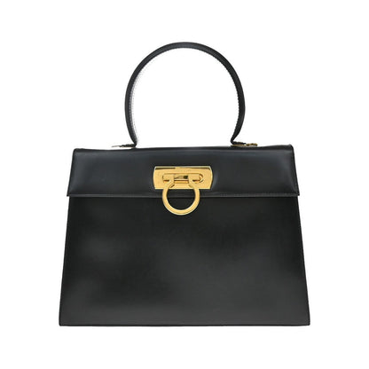 Salvatore Ferragamo Convertible Top Handle Leather, Black, Leather, Handbag