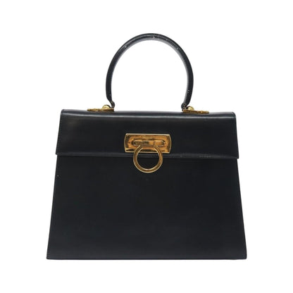 Salvatore Ferragamo Convertible Top Handle Leather, Black, Leather, Handbag
