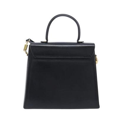 Salvatore Ferragamo Convertible Top Handle Leather, Black, Leather, Handbag