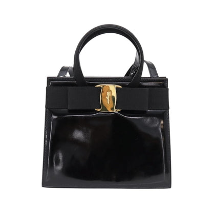 Salvatore Ferragamo Convertible Vara Bow Patent Leather, Black, Patent Leather, Handbag