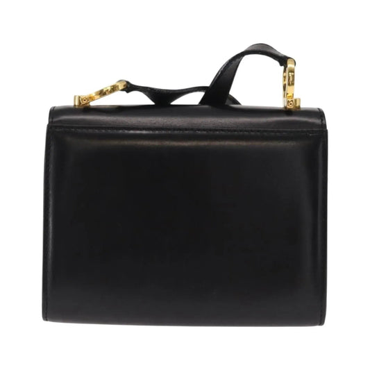 Salvatore Ferragamo Gancini Flap Leather, Black, Leather, Shoulder Bag