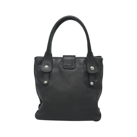 Salvatore Ferragamo Gancini Leather, Black, Leather, Handbag