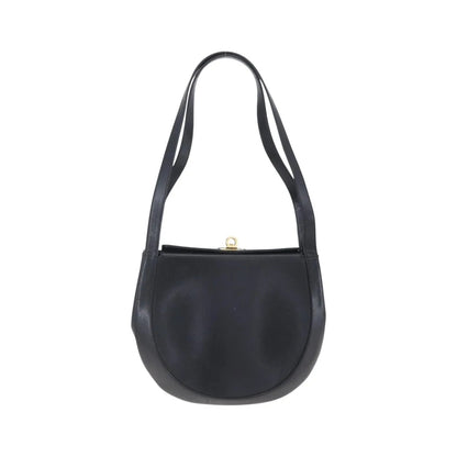 Salvatore Ferragamo Gancini Leather, Black, Leather, Shoulder Bag