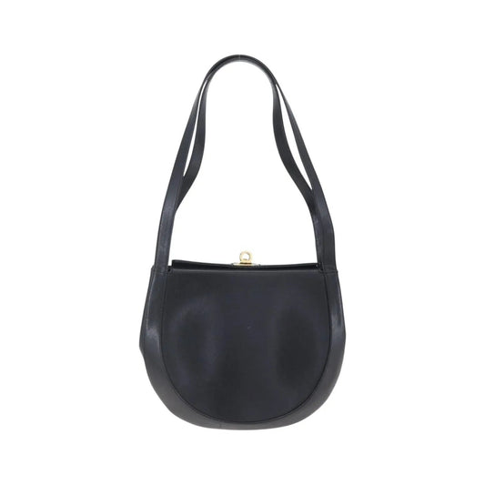Salvatore Ferragamo Gancini Leather, Black, Leather, Shoulder Bag