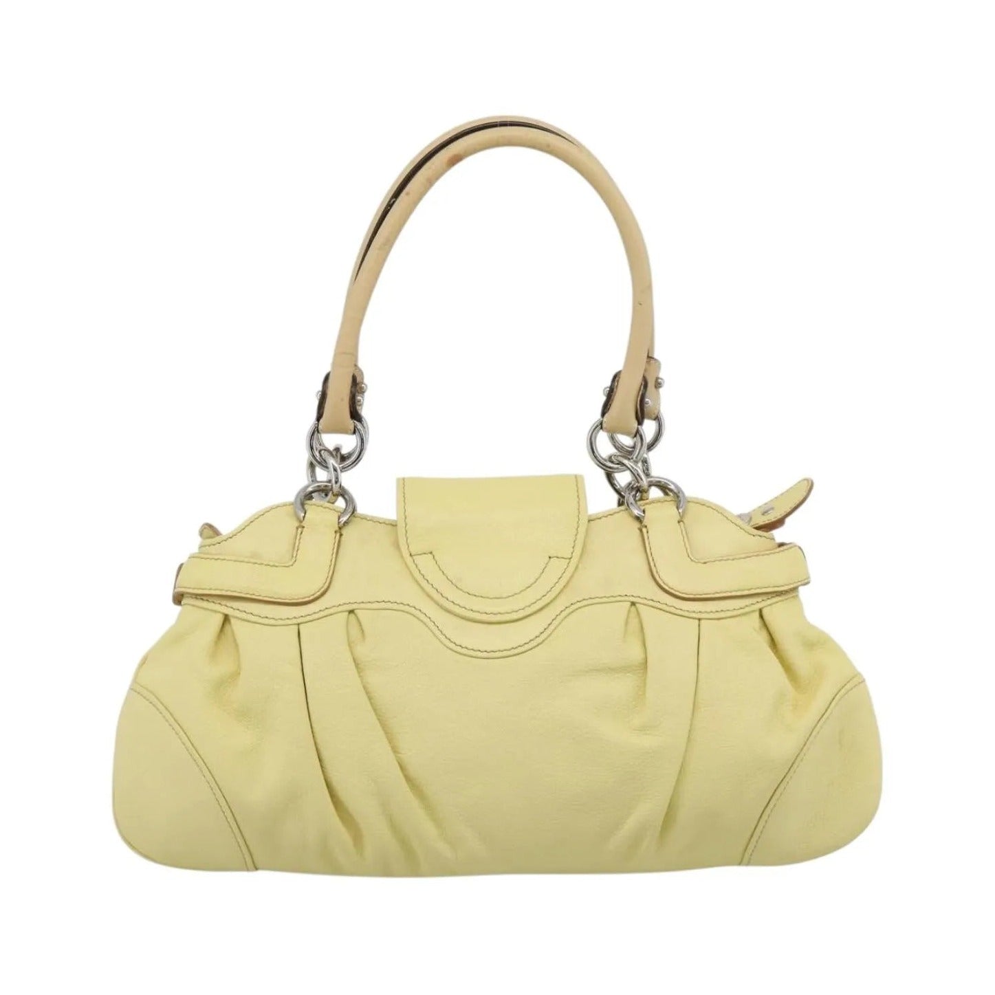 Salvatore Ferragamo Gancini Leather, Yellow, Leather, Handbag