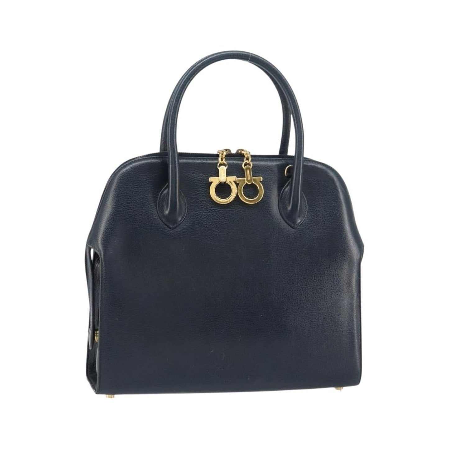 Salvatore Ferragamo Gancini Leather, Navy, Leather, Handbag