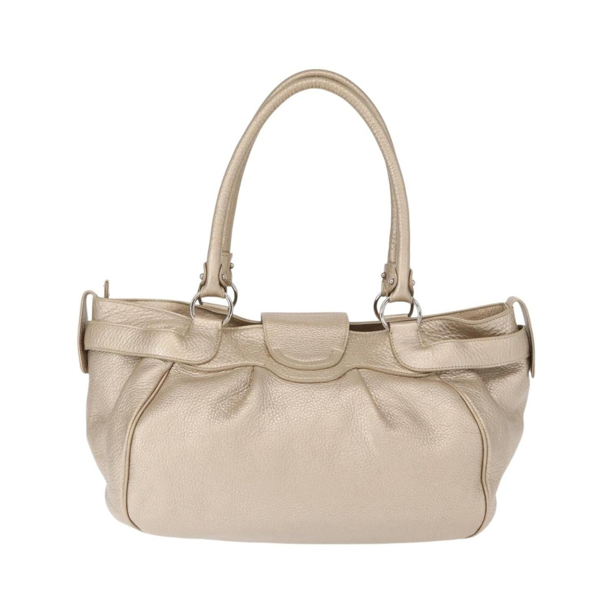 Salvatore Ferragamo Gancini Leather, Gold, Leather, Handbag