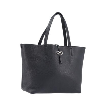Salvatore Ferragamo Gancini Leather, Black, Leather, Handbag