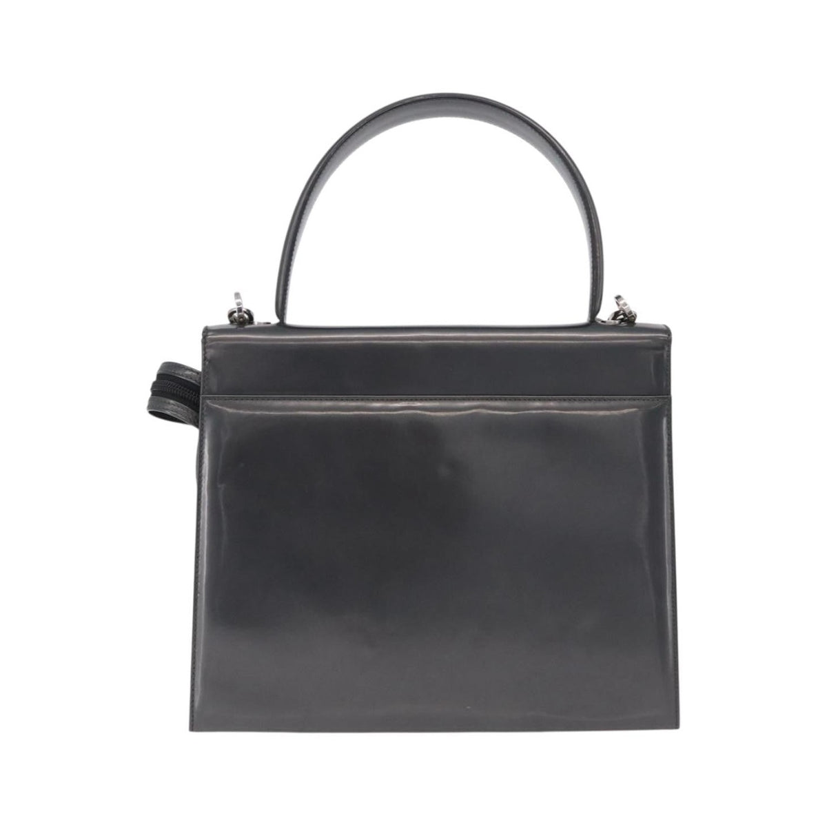 Salvatore Ferragamo Gancini Leather, Gray, Patent Leather, Handbag