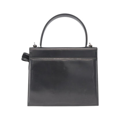 Salvatore Ferragamo Gancini Leather, Gray, Patent Leather, Handbag