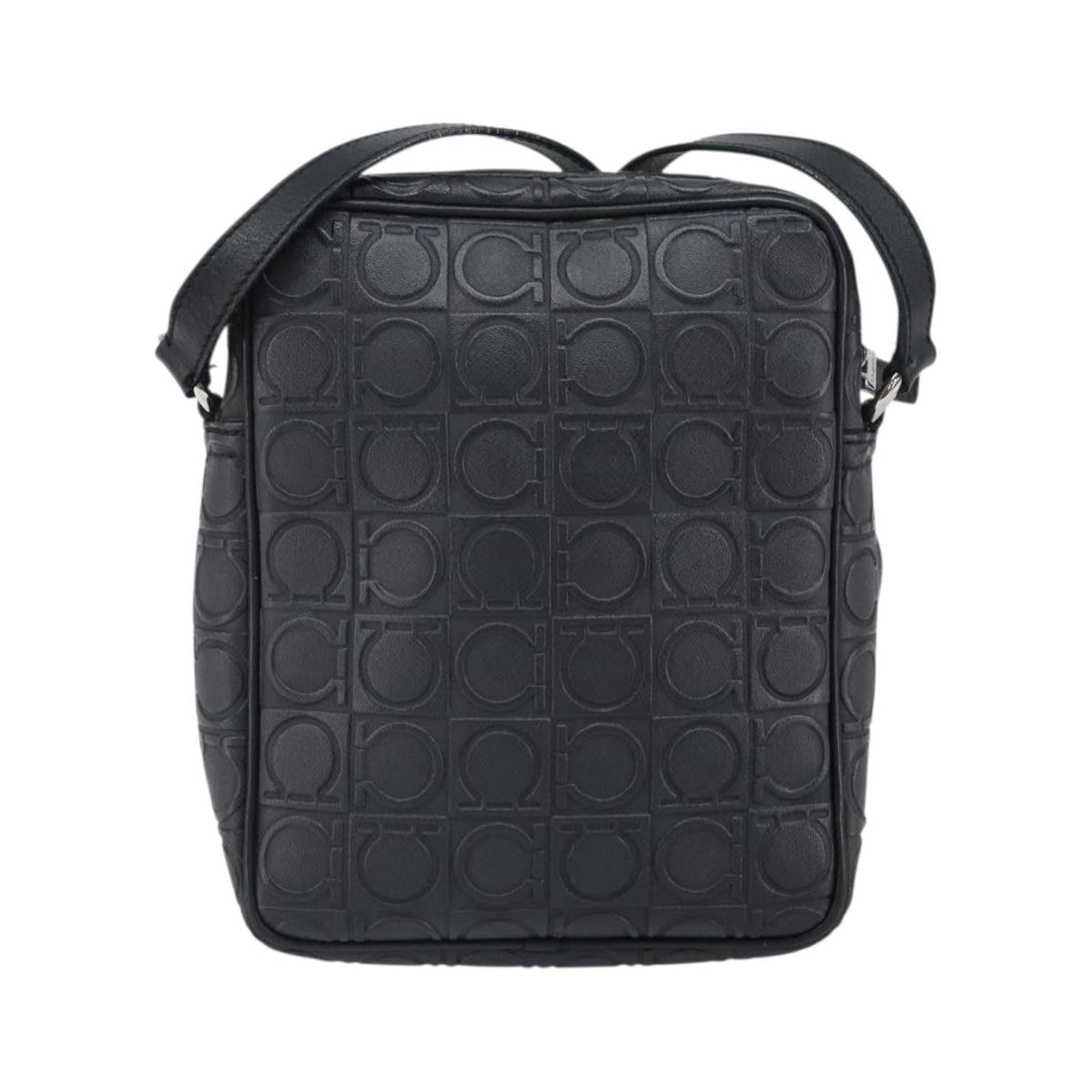 Salvatore Ferragamo Gancini Leather, Black, Leather, Shoulder Bag