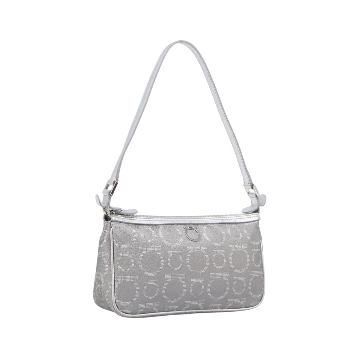 Salvatore Ferragamo Gancini Leather, Silver, Leather, Crossbody Bag