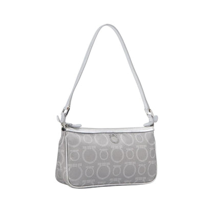 Salvatore Ferragamo Gancini Leather, Silver, Leather, Crossbody Bag
