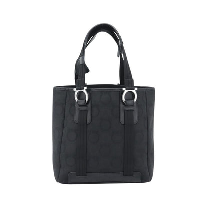 Salvatore Ferragamo Gancini Top Handle Canvas, Black, Canvas, Handbag