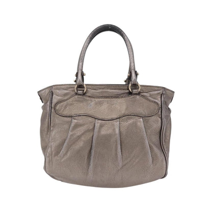 Salvatore Ferragamo Gancini Top Handle Leather, Silver, Leather, Handbag