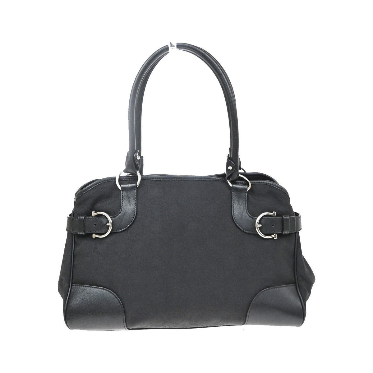 Salvatore Ferragamo Gancini Tote Canvas, Black, Canvas, Tote Bag