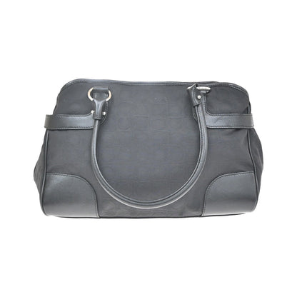 Salvatore Ferragamo Gancini Tote Canvas, Black, Canvas, Tote Bag