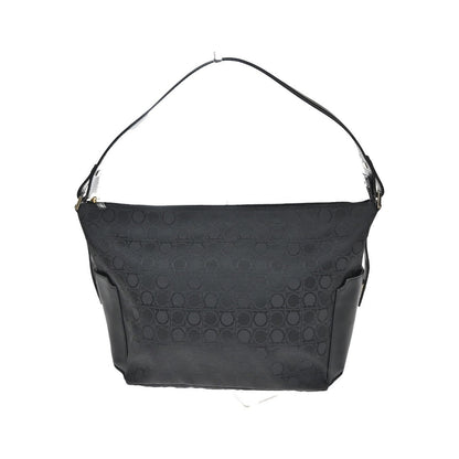 Salvatore Ferragamo Gancini Zip Leather, Black, Canvas, Tote Bag