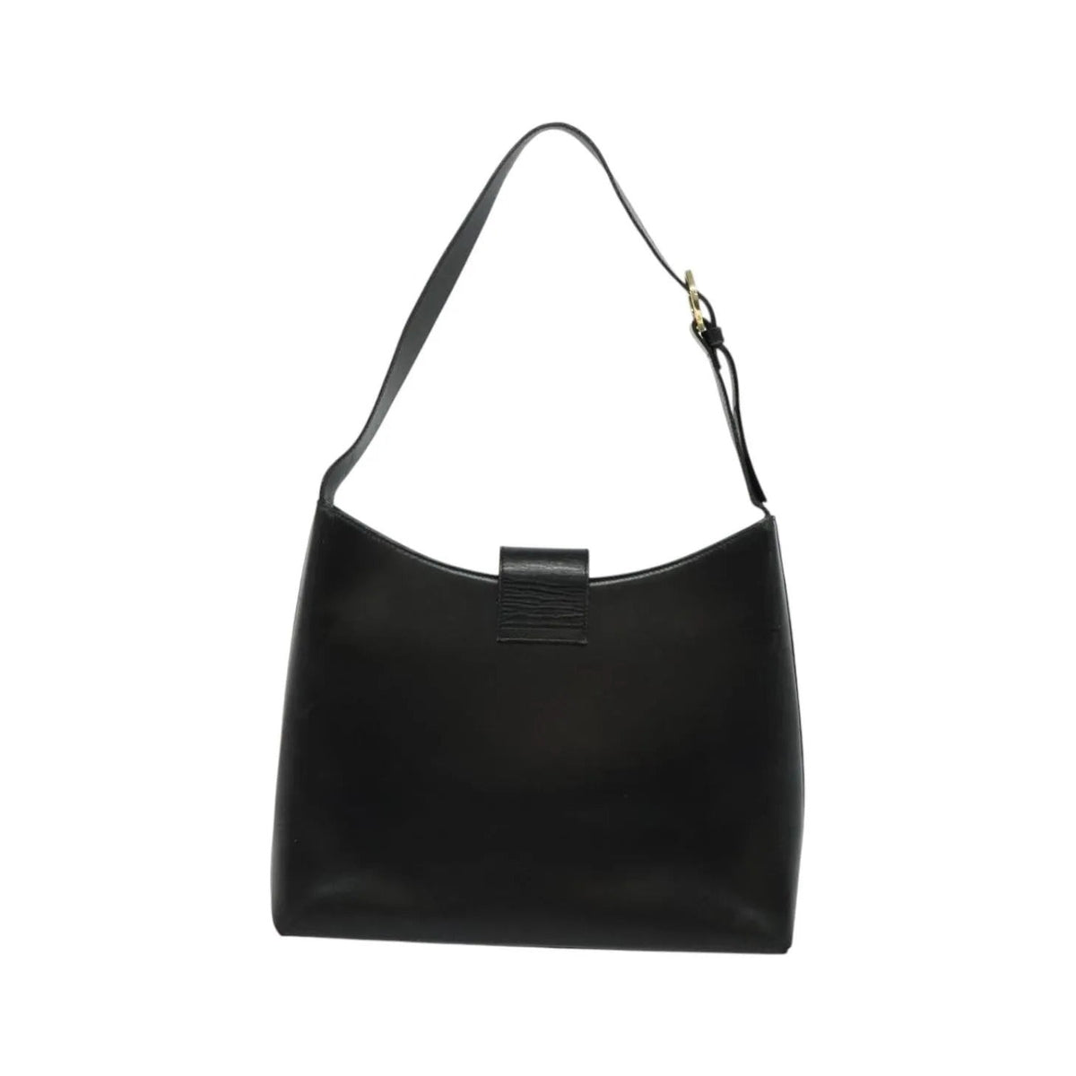 Salvatore Ferragamo Gancio Flap Hobo Leather, Black, Leather, Shoulder Bag